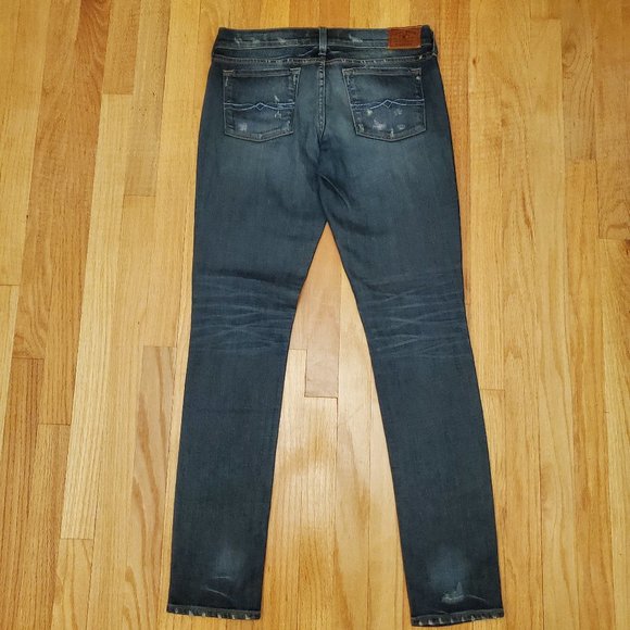 Lucky Brand Zoe Jeans Womens 4x27 Blue Denim Dark Wash Skinny Stretch Distressed - Picture 7 of 15